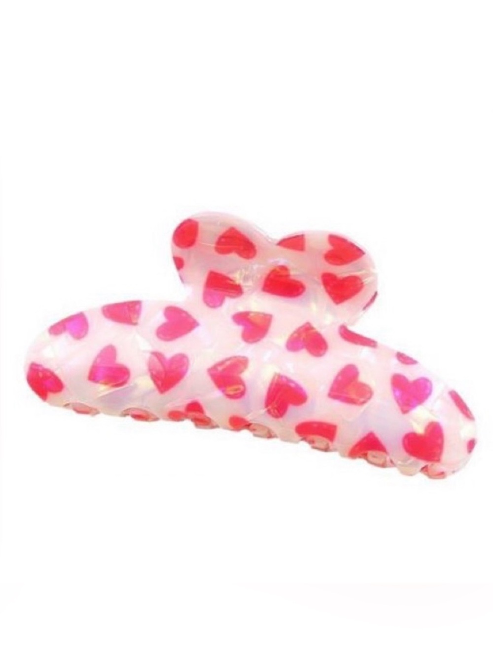 NEW Heart Print Pink Hair Clip